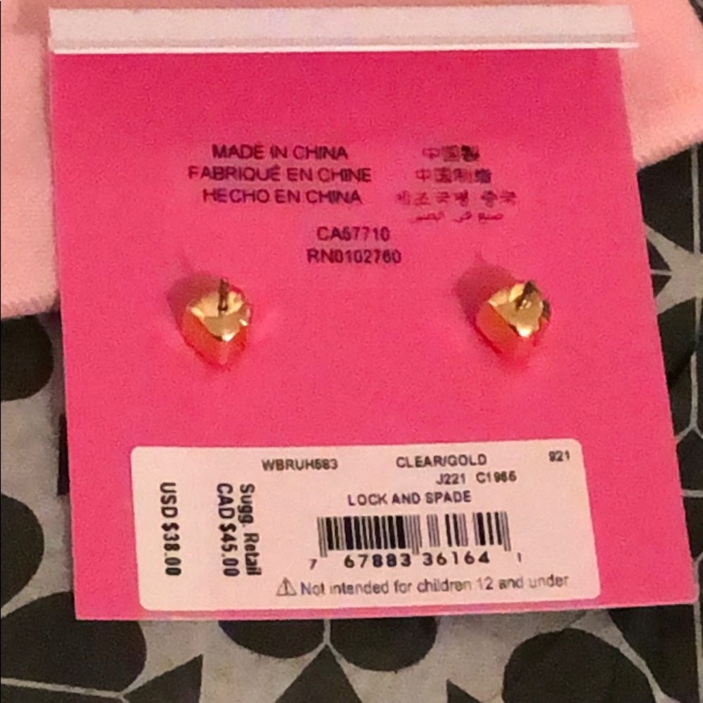 NWT Kate Spade Lock Spade stud earrings - Picture 7 of 9